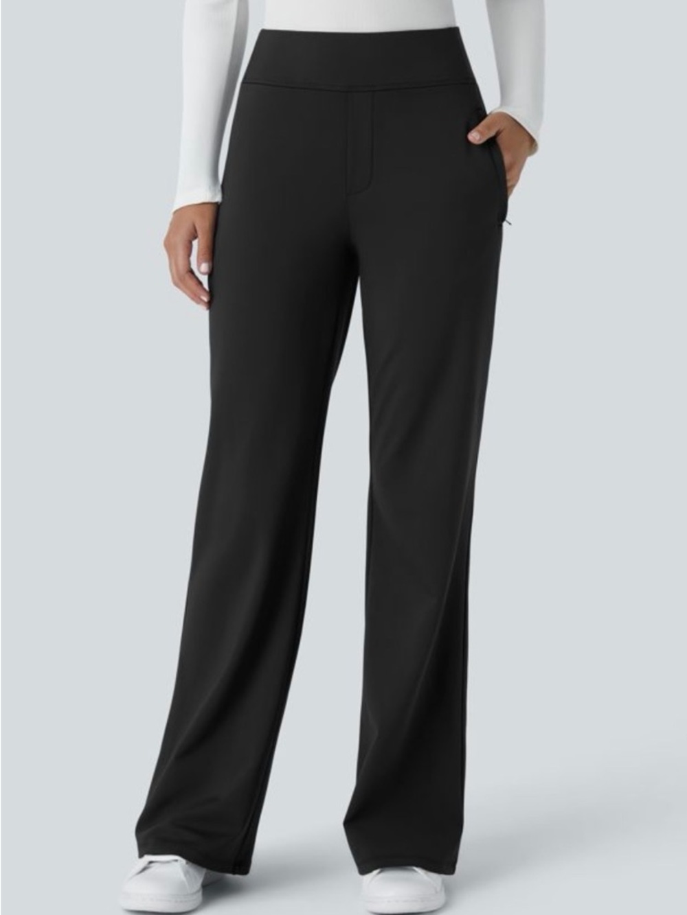 Halara Flex DayStretch Mid Rise Side Zipper Pocket Work Flare Pants! Size Medium